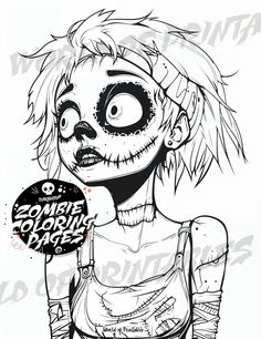 a drawing of a girl with makeup on her face and the words zombie stories written in black