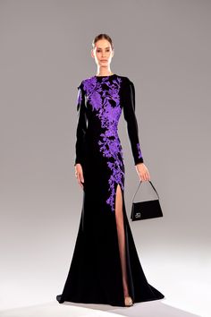 Indulge in elegance with the Reverie Couture SP24105 Marrocain Crepe Purple Silk Thread Embroidery dress. Elevate your style with exquisite craftsmanship and luxurious details. Embrace sophistication with this timeless piece. Confident Business Woman, Women Executives, Dress Like A Boss, Silk Thread Embroidery, Executive Woman, Gown Fashion, Long Sleeve Sheath Dress, Sheath Dresses, فستان سهرة