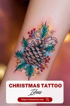 Christmas Tattoo Ideas Noel Tattoo Name, Holiday Flash Tattoo, Christmas Ornament Tattoo, Gingerbread Tattoo, Small Christmas Tattoos, Christmas Lights Tattoo, Christmas Tattoo Flash, Dark Disney Tattoos, Disney Villain Tattoo