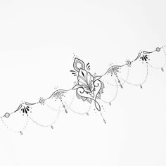 a black and white drawing of a flower on the side of a wall with dots