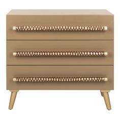 an image of a chest of drawers with gold accents