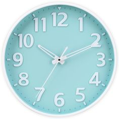 a blue clock with white numbers on the face