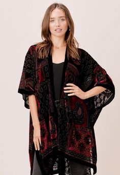 Burgundy Floral Velvet Kimono Kimono With Shorts, Kimono Lingerie, Paisley Kimono, Kimono Boho, Velvet Kimono, Boho Pink, Black Kimono, Burnout Velvet, Boho Kimono