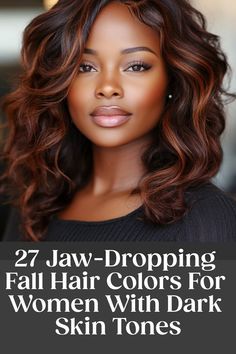 Fall Hair Color For African Americans, Chocolate Brown Hair Copper Highlights, Fall Hair For Brown Skin, Caramel Brown On Black Hair, Black Women Brown Hair Color, African American Fall Hair Color, Cooper Hair Color In Dark Skin, Fall Hair Color For Dark Skin Black Women, Hair Color Ideas For Dark Skin Tone