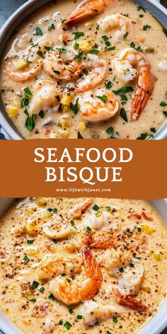 seafood bisque with shrimp, corn and parsley