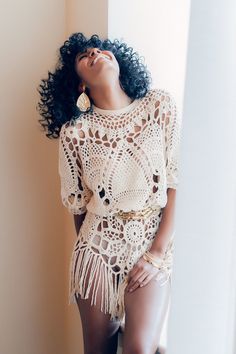 blackfashionandbeingnatural: “ “ Natural Beauty By Jasmine Alston ” blackfashionandbeingnatural” Stile Boho Chic, Boho Chique, Boho Mode, Mode Hippie, Crochet Fringe, Bohol, Estilo Boho