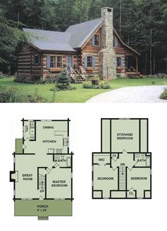 two story log cabin with loft and living area