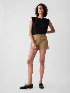 Soft, stretch cotton khaki shorts.  Double button closure, zip fly.  Snap-button front pockets.  Back welt pockets.  Responsibly Made: This pair of shorts is part of our water-saving Washwell program.  Compared with conventional wash methods, Washwell uses at least 20% less water and has saved over a billion liters of water since 2016.  Mid rise.  Easy through the hip and thigh.  Inseam: 4" 10 cm) Model is approx.  5’10” wearing Water Saving, Khaki Shorts, Welt Pockets, Welt Pocket, Snap Button, Toddler Boys, Stretch Cotton, Mid Rise, Gap