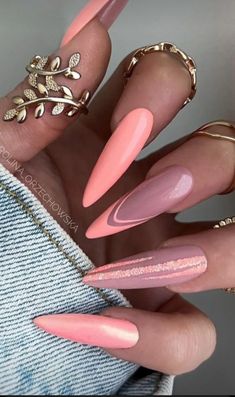 Beyonce Inspired Nails, Professional Summer Nails, Beyonce Nails Inspiration, Cute Neon Nails, June Nails Ideas 2024, Pink Orange Nails, Pointed Nail Designs, Nail Design 2023, Summer Nail Inspiration