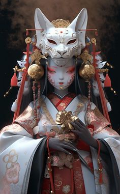 ♔ Oni Japanese Bride Dolls Oni Female, Oni Japanese, Beautiful Jewish Women, Japanese Bride, Notan Art, Oni Demon, Arte Ninja, Japanese Mask, Geisha Art