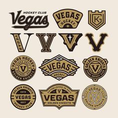 various logos and emblems for hockey clubs, such as the vegas golden knights, las vegas