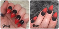 Gothic Horror Halloween | Painted False Nails | Fake Nails | Press on Nails | Glue on Nails | Black Red | Gloss Matte - VENOM Red And Black Spooky Nails, Black Horror Nails, Matte Black Blood Drip Nails, Goth Nails Black And Red, Black And Red Blood Drip Nails