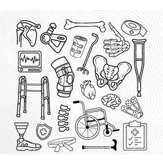 a black and white drawing of various items that can be used to make an art project