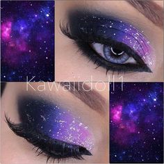 Cosmic Makeup Looks, Cosmic Makeup Galaxy Eyes, Make Up Yeux, Galaxy Eyeshadow, Iris Photography, Galaxy Wedding, Galaxy Eyes