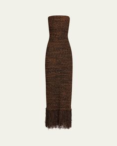 FRAME bouclé midi dress finished with a fringe hem     Strapless neckline    Sleeveless    Column silhouette    Hem falls below the knee    Polyester    Hand wash or dry clean    Imported Fashion Png, So Fetch, Lady Style, Fantasy Gowns, Strapless Neckline, Fringe Dress, Bergdorf Goodman, Style Board, Top Designers