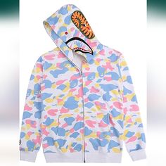 Brand New! Beautiful Colors In Camouflage With Trendy Shark Attributes! Perfect For Back To School Soft & Silky Polyester Adult Or Junior M - Unisex All Measurements Are Approx & Taken While The Hoodie Is Flat: Shoulders: 17.5" Pit To Pit: 20" Waist Above Kangaroo Pkt: 19" Similar To Bape But Much More Affordable Thank You For Shopping My Closet! Bundle With Other Great New Items From My Closet For A Discount (3+ Items) And Combined Shipping Please Comment Below If You Have Any Questions, And Ha Bape Clothing, Shark Head, Bape Hoodie, Camouflage Hoodie, Cardigan Casual, Camo Shirts, Streetwear Men, Mens Fashion Fall, Winter Hoodies