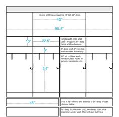 the diagram shows how to measure an area for hanging clothes