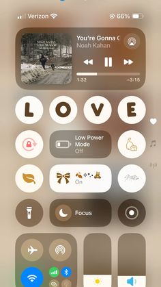 an iphone screen with various buttons and icons on the bottom right hand corner, including love