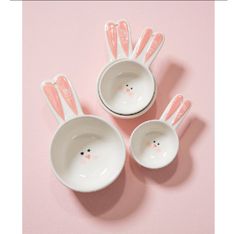 Cute bunny measuring cups, great for anyone who loves cooking. Ceramic .5"W x 3.5"H x 7.5"D Hand wash Only Matching Measuring Spoons |3MCC011 Ceramic Measuring Cups, Memorial Garden Plaques, Dry Measuring Cups, Bunny Painting, Measuring Cups Set, Ceramic Bunny, Shade Umbrellas, Insulated Curtains, Ceramics Ideas