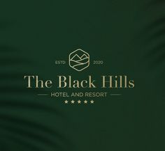 the black hills hotel and resort logo on a dark green background with gold foil stars