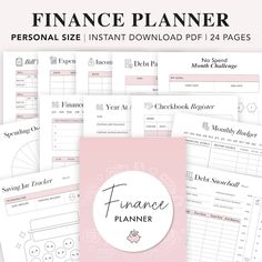 the finance planner is shown in pink and white