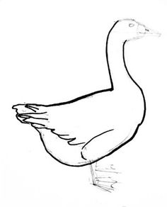 a black and white drawing of a duck