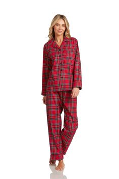 These iconic Scottish blackwatch tartan pajamas have been a part of decades of holiday traditions. A premium soft-cotton tartan fabric meets elegant black piping and a perfectly placed front pocket for your new favorite holiday pajamas. 65% cotton, 35% polyester. Machine wash, hang dry. Bottoms have elastic waist; top has button front. These are made to match with our kids' pajamas! Nursing Pajama Set, Maternity Nursing Pajamas, Christmas Pyjamas, Nursing Pajamas, Plaid Set, Family Pjs, Womens Pjs, Family Pajama Sets, Pyjamas Womens