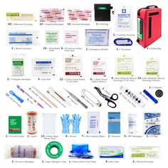 the contents of an emergency medical kit are shown in this graphic above it's description