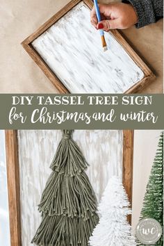 diy tassel tree sign for christmas and winter