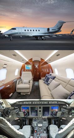 the inside and outside views of an airplane