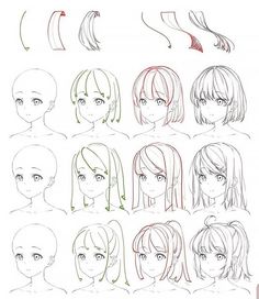 how to draw anime hair step by step