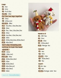 the instructions for crocheted teddy bears are shown in this hand - held photo