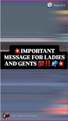 the cover of important message for ladies and gents