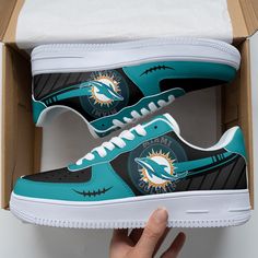 Miami Dolphins Af1 Shoes 158 Lightweight construction with breathable mesh fabric provides a comfortable and flawless fit. Miami Dolphins Shoes, Af1 Shoes, Soft Textiles, Miami Dolphins, Philadelphia Eagles, Black Laces, Dinosaur Print, Custom Shoes, Sneakers Shoes