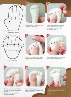 an instruction manual for how to put on toenails in the shape of a hand