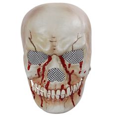 a scary looking mask with blood on it