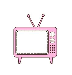 a pink tv with two antennas on it