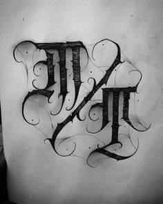 a tattoo design with the letter f on it