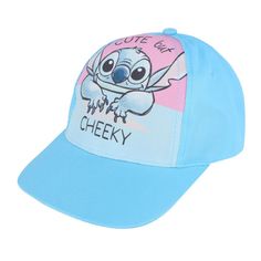 This lightweight cap is perfect for summertime park hopping. With its adorable Stitch graphic, this hat is sure to brighten up your little one's wardrobe. Choose from two fun colors and adorable Stitch graphics for more ways to enjoy. This hat not only contains a sweatband but is adjustable up to 21 inches. Made of synthetic Blue Fun Style Snapback Hat, Fun Blue Baseball Cap One Size Fits Most, Blue Fun Baseball Cap One Size, Fun Blue Baseball Cap, Cute Adjustable Snapback Hat, Playful Blue Trucker Hat, One Size Fits Most, Playful Blue Snapback Trucker Hat, Fun Blue Snapback Hat, Cute Snapback Hat With Curved Brim