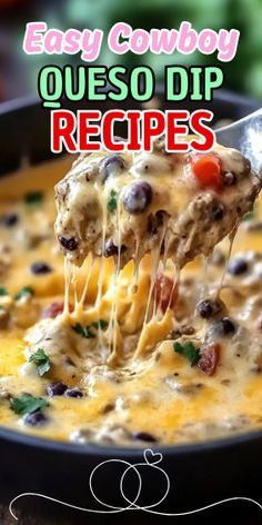 a spoon full of cheesy quesadilla dip recipe