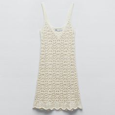 Nwot Brand New / Never Been Worn Zara Brand Crochet Knit Mini Dress / Swim Suit Cover Up White Knitted V-neck Dress, Summer Vacation Dresses In Pointelle Knit, White V-neck Pointelle Knit Dress, Pointelle Knit Beach Dress For Spring, Pointelle Knit Dresses For Beach In Spring, Spring Beach Dress In Pointelle Knit, V-neck Pointelle Knit Beach Dress, Summer Pointelle Knit V-neck Crochet Dress, Beach Dresses In Beige Pointelle Knit