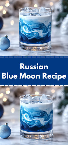 Russian Blue Moon Recipe Blue Caraco Drinks, Alcoholic Ice Cream Drinks, Christmas Vodka Cocktails, Alcoholic Ice Cream, Christmas Cocktails Vodka, Christmas Vodka, Peppermint Martini, Orange And Cinnamon, Russian Vodka