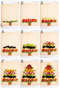 how to make a flower arrangement with fruits and vegetables in the shape of a christmas tree