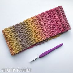 a crochet pattern is shown with a knitting needle next to it and the yarn has been finished