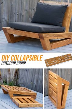 the diy pallet outdoor chair is made out of wood and has a built in seat