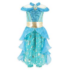 PRICES MAY VARY. Genuine, Original, Authentic Disney Store Authentic Disney Princess Costume Two-piece set includes top and pants Sheer organza sleeve, draped shoulders, and collar Mesh bodice overlay with sequins beneath This Jasmine costume is shining, shimmering, splendid! Your little princess will feel like a Sultan's favorite as every wish is fulfilled by this majestic two-piece outfit sparkling with glittering filigree and golden trims. Jasmine Costume Girls, Disney Jasmine Costume, Disney Princess Jasmine Costume, Princess Jasmine Costume, Disney Princess Costumes, Belle Costume, Elsa Costume, Disney Princess Jasmine, Disney Jasmine