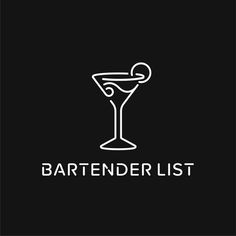 the bartender's list logo is shown in white on black with an image of a martini