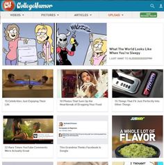 an image of a website page with cartoon characters on the front and back pages, as well as other articles