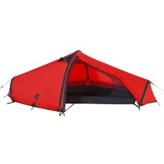 a red and black tent on a white background