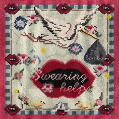 a cross - stitch pattern with the words caring boy on it and an image of a dove